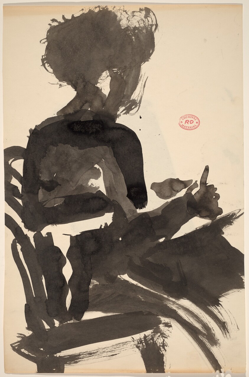 Untitled [side view of a seated model]