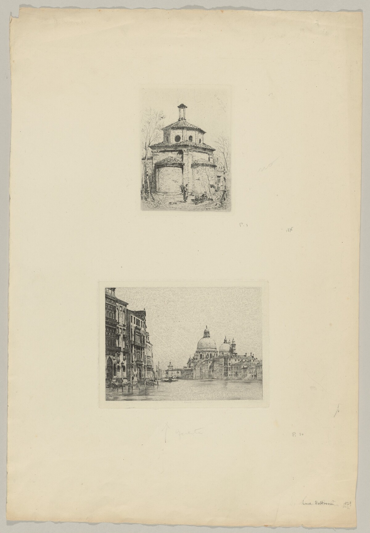 Two Peasant Women Before a Small Baptistry (above); Venice, Grand Canal (beow)