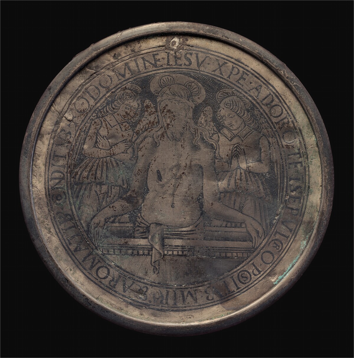 Man of Sorrows with Two Angels