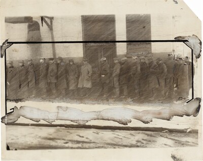 Title from caption on object: "Breadlines in Driving Storm"
