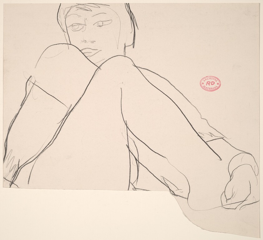 Untitled [model with leg pulled to chest]