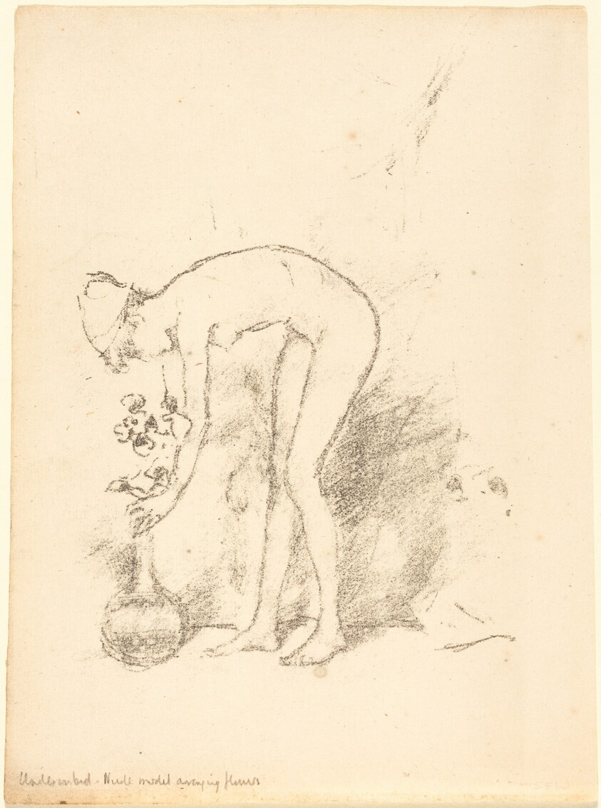 A Nude Model Arranging Flowers