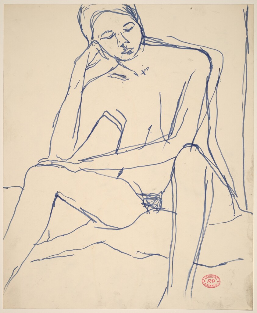 Untitled [seated female nude resting her head on her right hand]