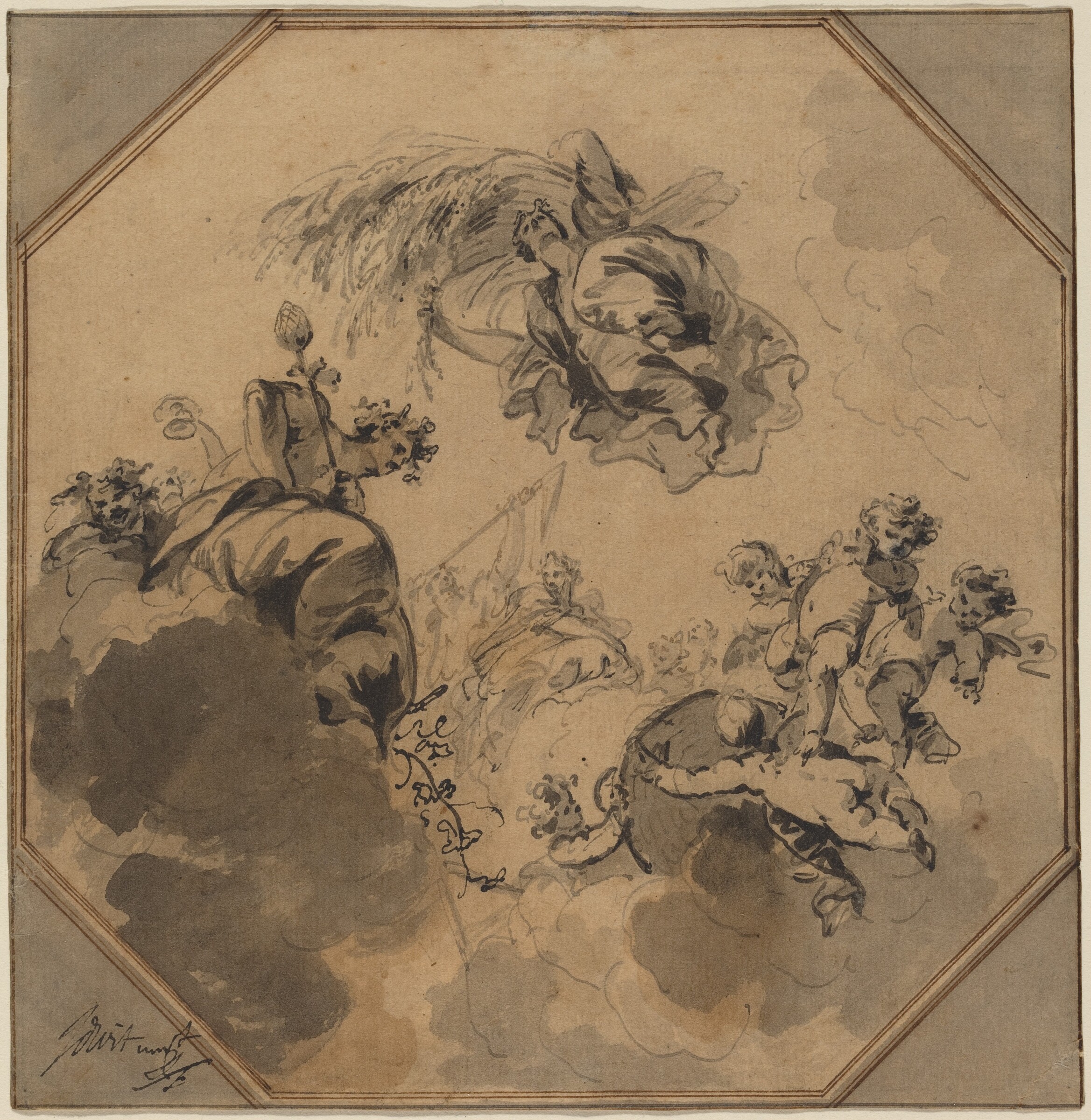 Study for a Ceiling: Allegory of the Harvest with Dionysus and Ceres, Jacob de Wit