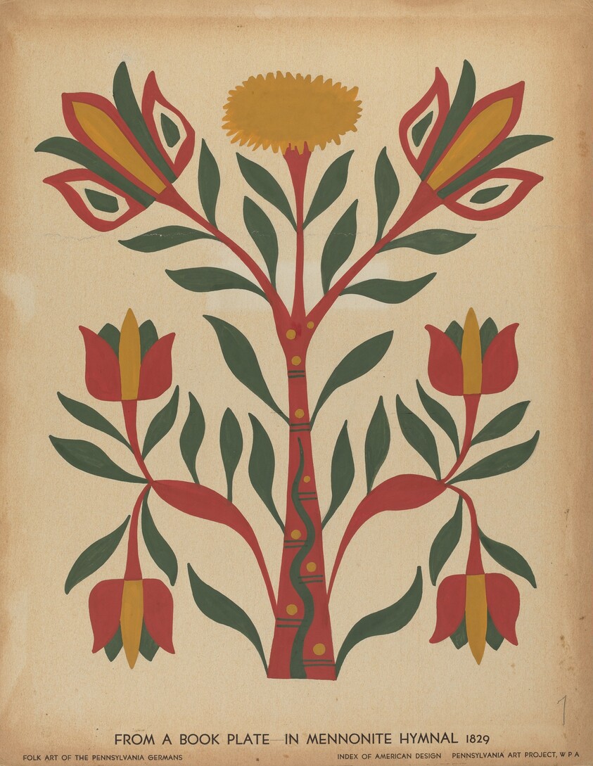 Drawing for Plate 7: From Portfolio "Folk Art of Rural Pennsylvania"