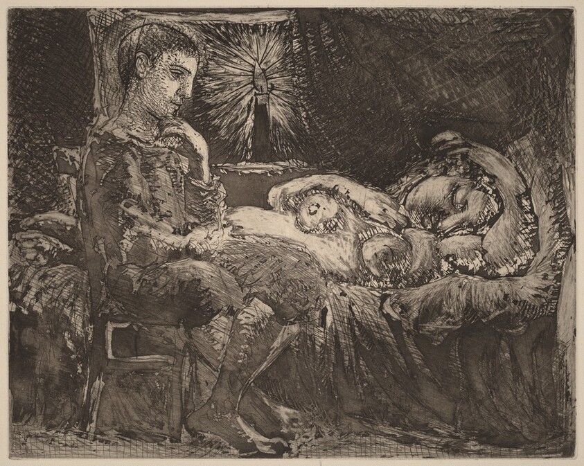 Boy and Sleeping Girl in Candlelight (Garçon et dormeuse à la chandelle)