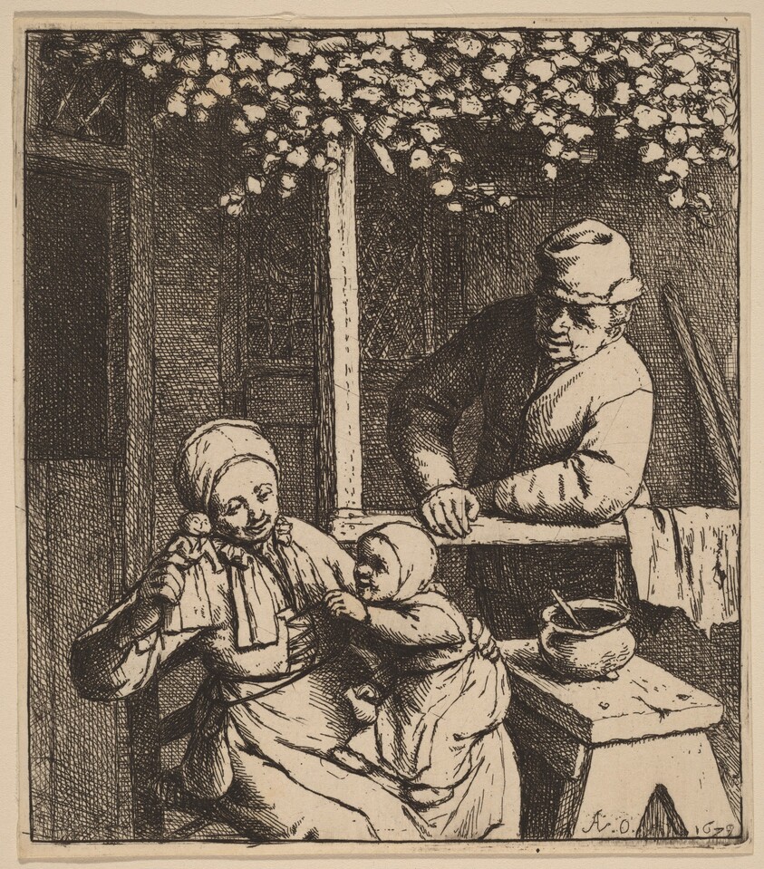 Peasant Family on a Porch with a Girl Reaching for a Doll
