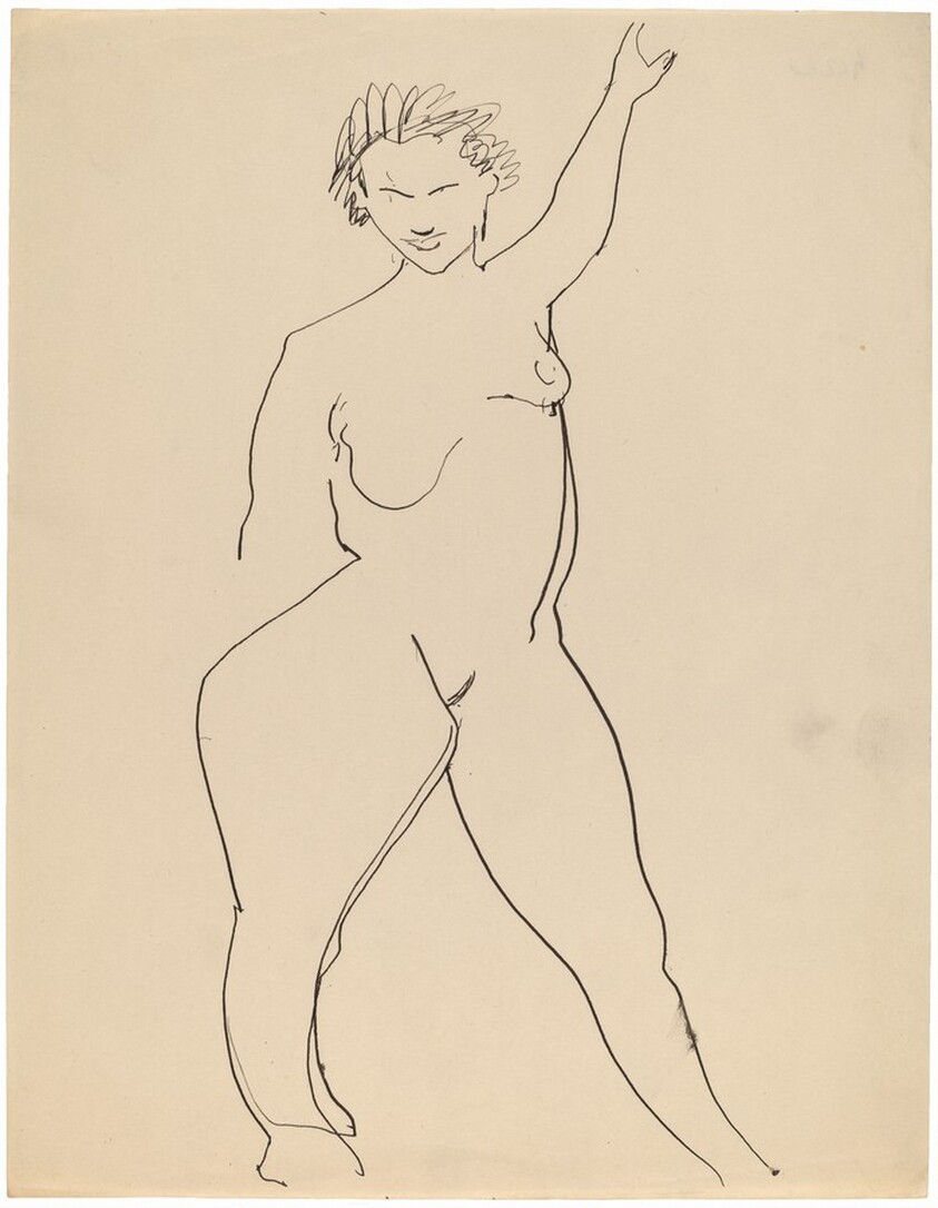 Frontal Nude, Left Arm Raised above Head