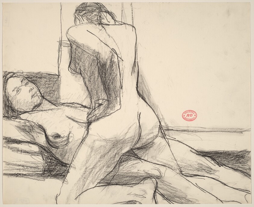 Untitled [two female nudes, one kneeling, another reclining]