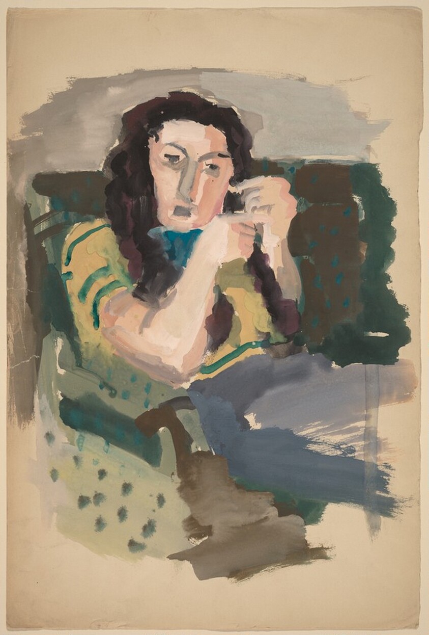 Seated Woman with Long Hair