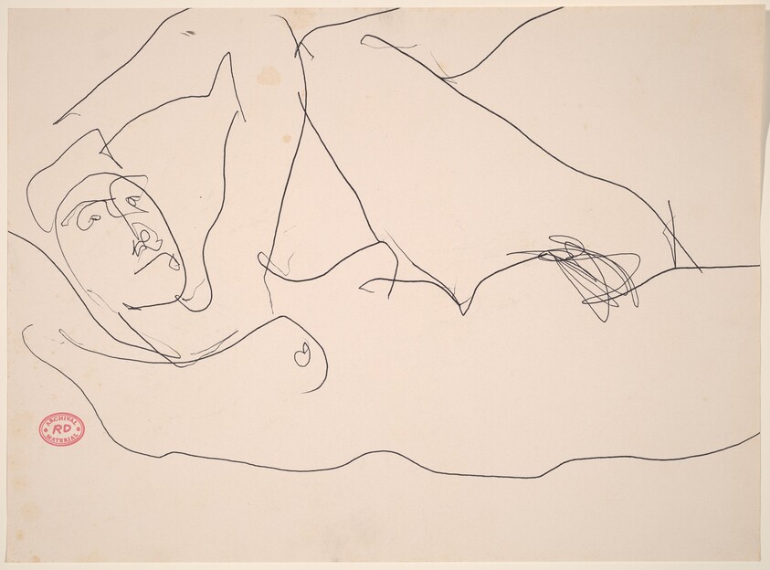 Untitled [reclining female nude with left arm and leg raised]
