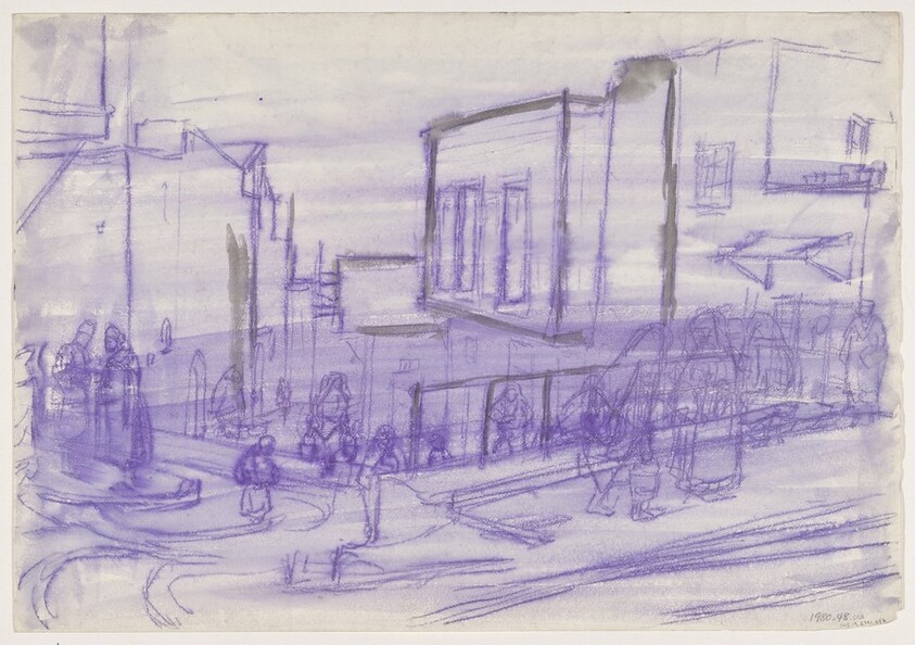 Figures on a City Street [verso]