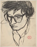 Untitled [head of a woman in eyeglasses] [recto], Richard Diebenkorn, 1955-1967