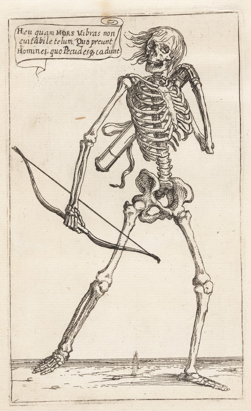 Skeleton of a Man with Bow and Arrow