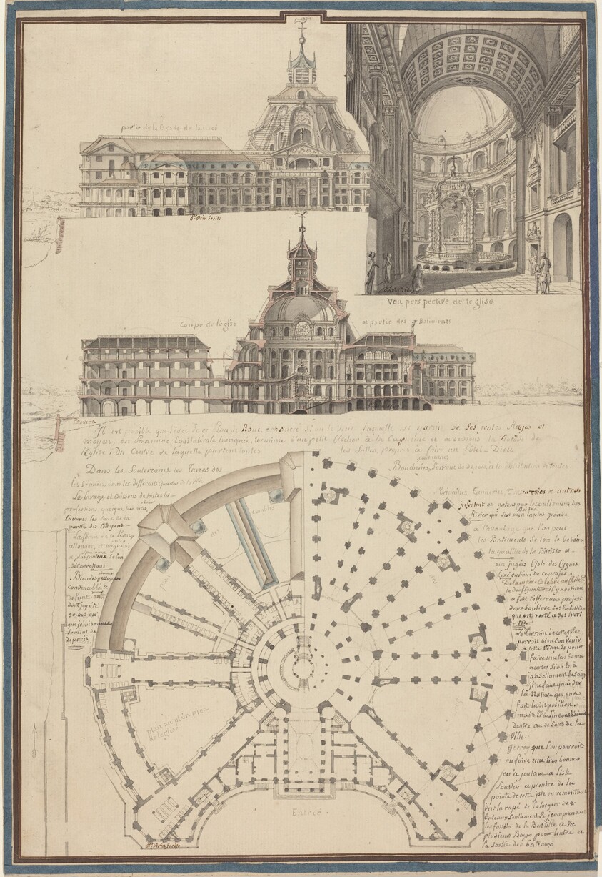 Plan and Three Views of a Circular Church