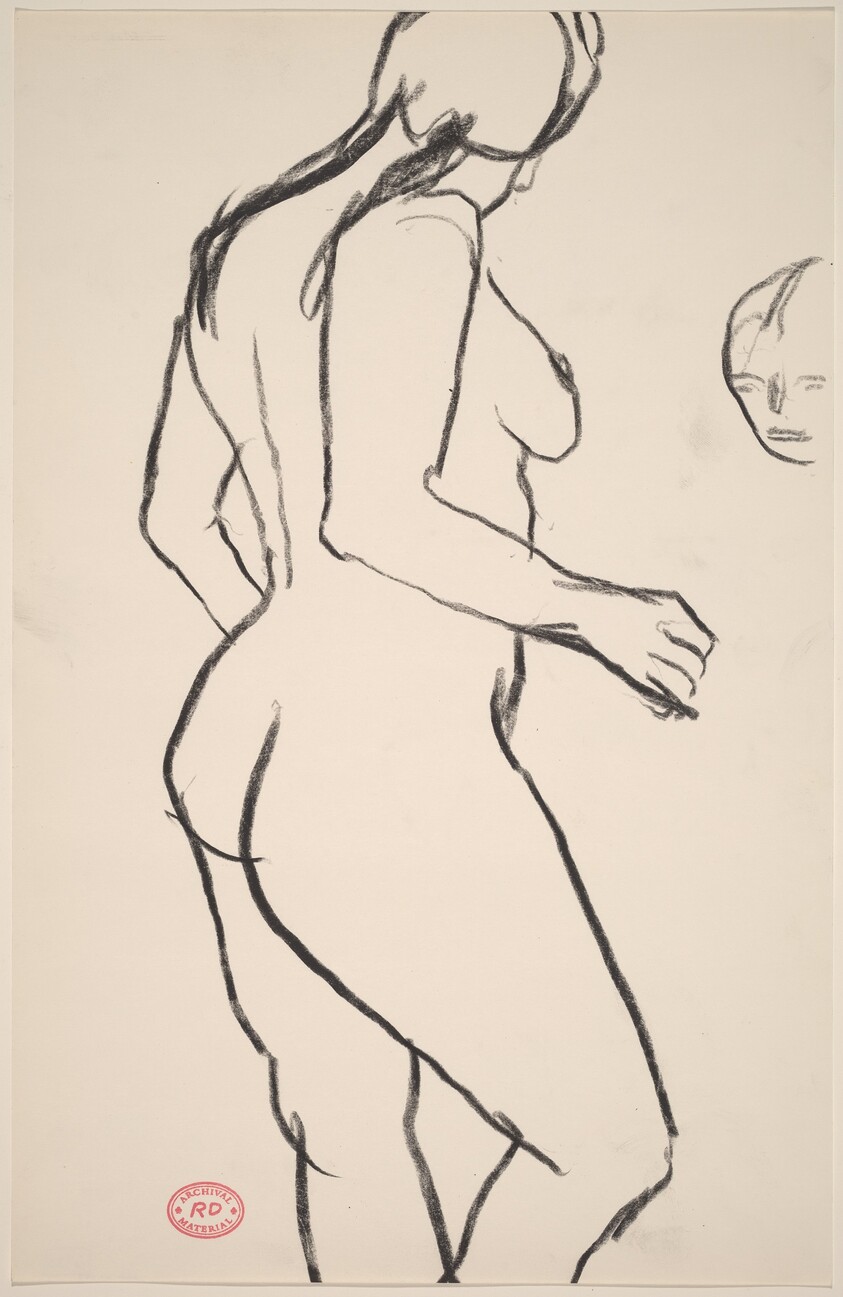 Untitled [standing female nude and a detail of a head]