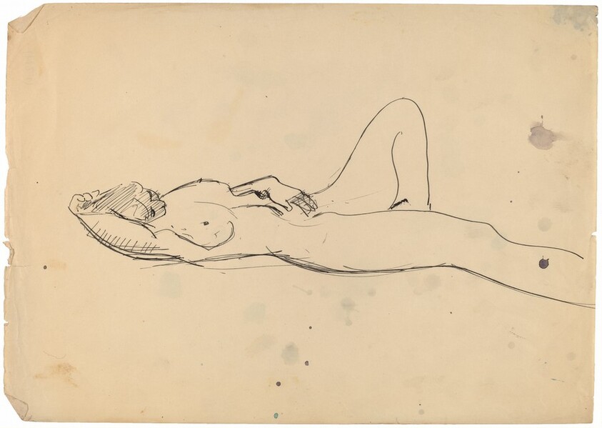 Reclining Female Nude with Left Arm Above Head