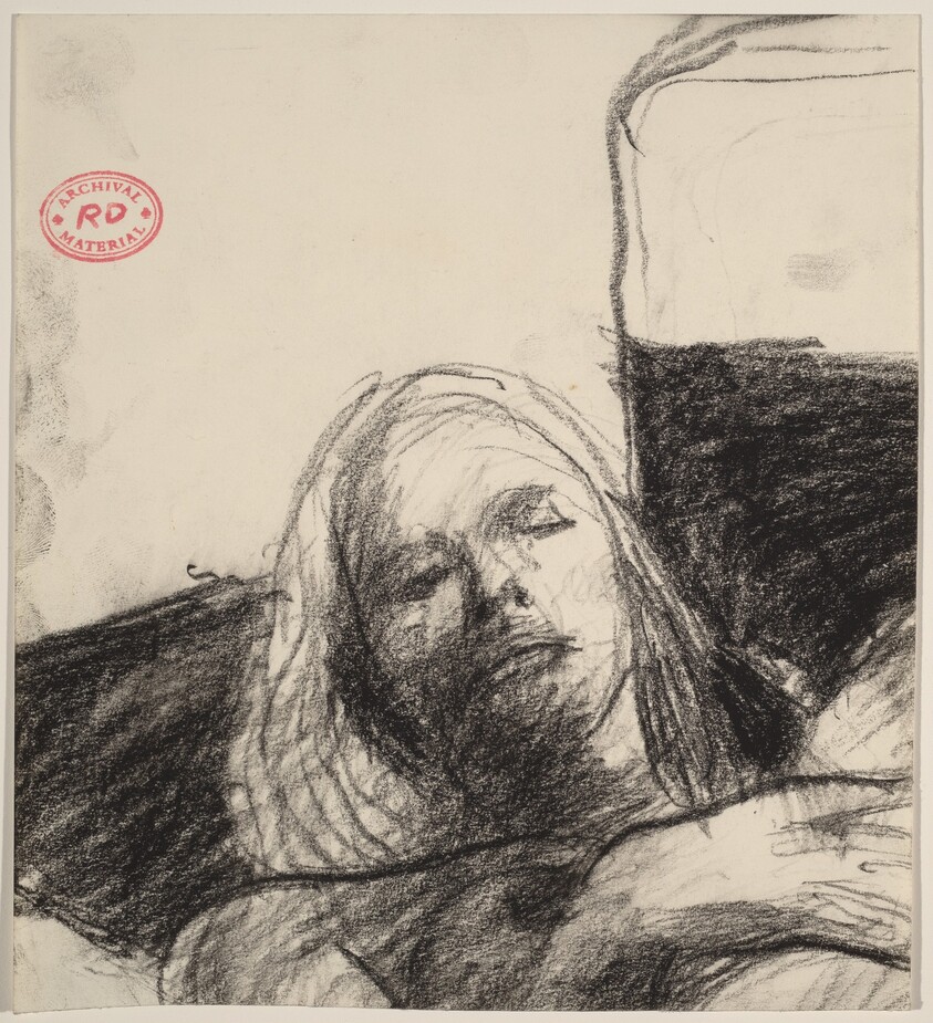 Untitled [head of a reclining woman]