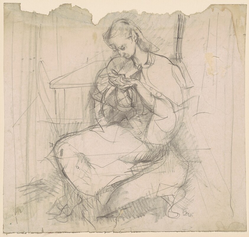 Seated Woman Doing Handwork