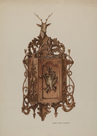 Wall Cabinet, Hand Carved