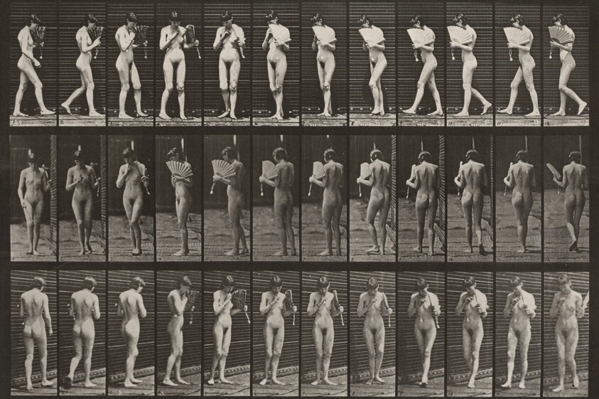 Plate Number 46. Walking, flirting a fan and turning around