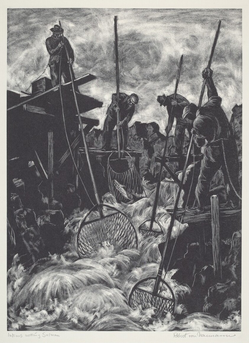 Indians Netting Salmon