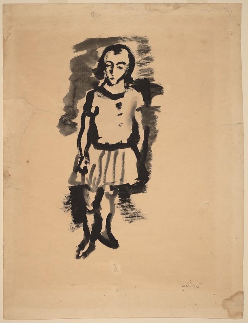 Standing Woman Wearing a Pleated Skirt