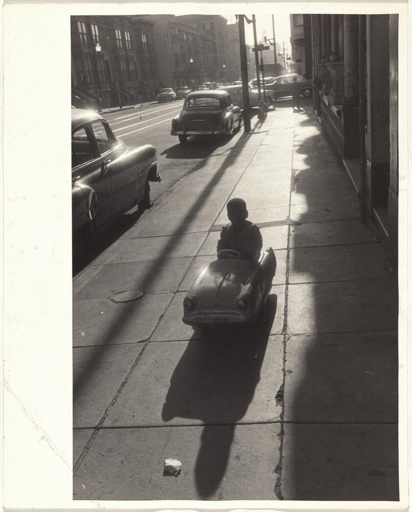 Boy in toy automobile--San Francisco