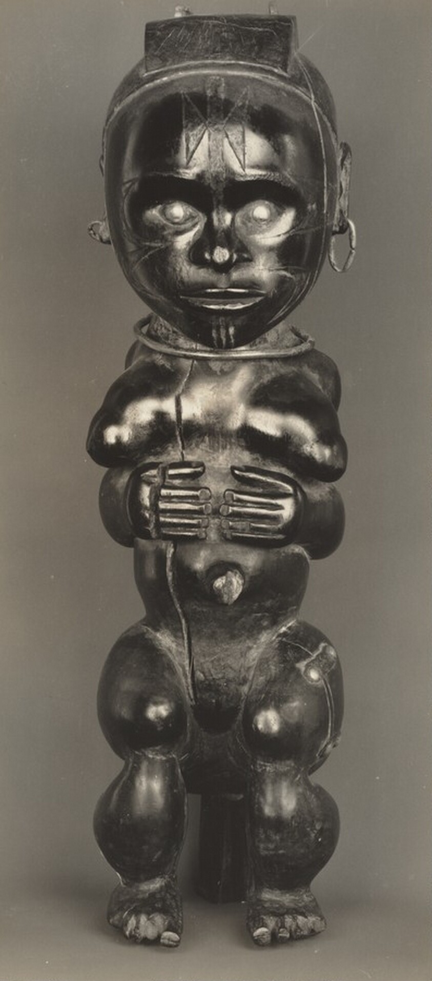 Figure of a Woman with Hands across Abdomen, Pahouin, Okak