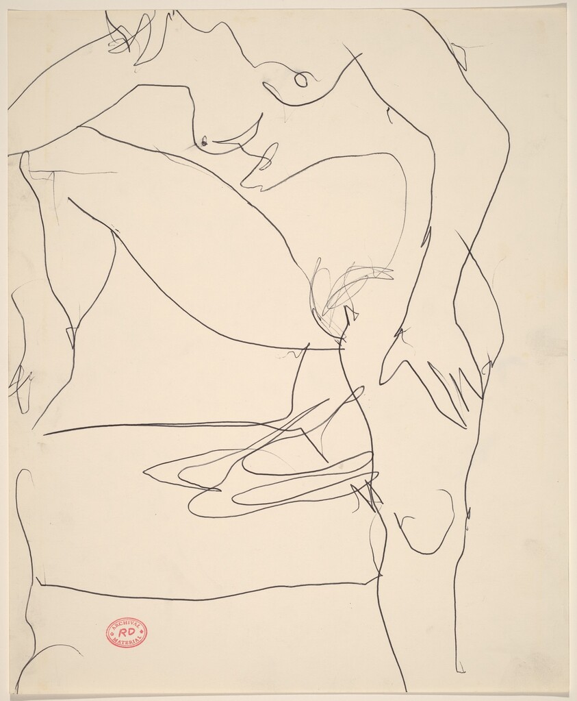 Untitled [side view of a nude stepping high with her right foot]