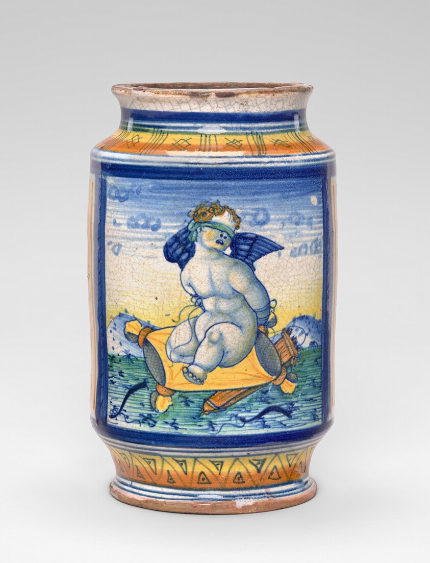 Albarello with blindfolded, bound Cupid