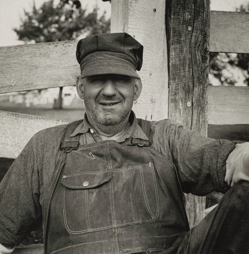 Lancaster County, Pennsylvania. H.P. Reeser, Pennsylvania highway maintenance crew member, resting along the "Old King's Highway" near Lancaster