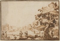 Men Playing Boccie in a Village, Ercole Bazicaluva