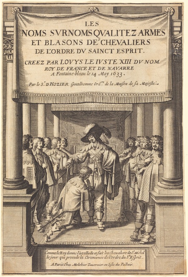 The King Giving the Accolade and Creating Knights of S. Michel Who Receive the Order of the Holy Spirit