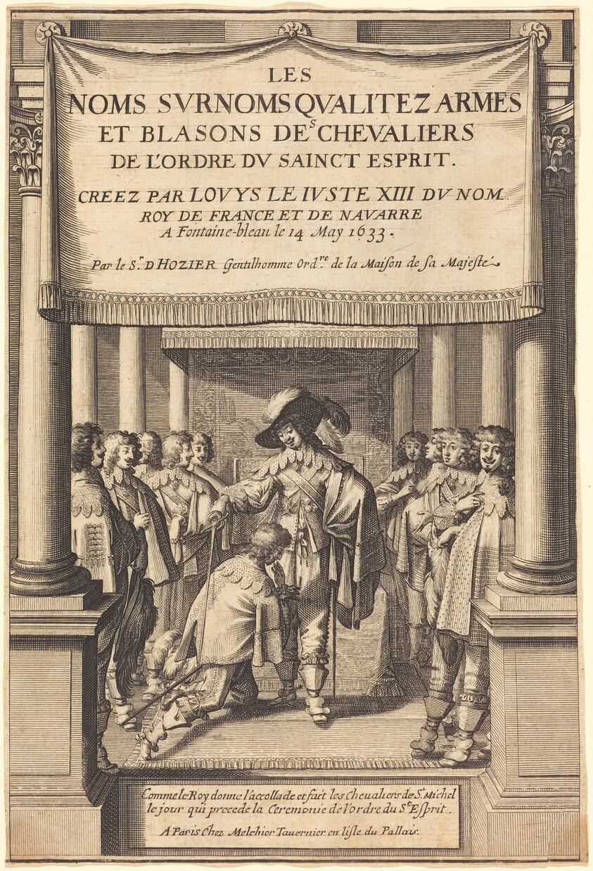 The King Giving the Accolade and Creating Knights of S. Michel Who Receive the Order of the Holy Spirit
