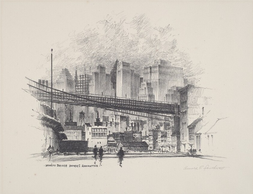 Brooklyn Bridge Enters Manhattan