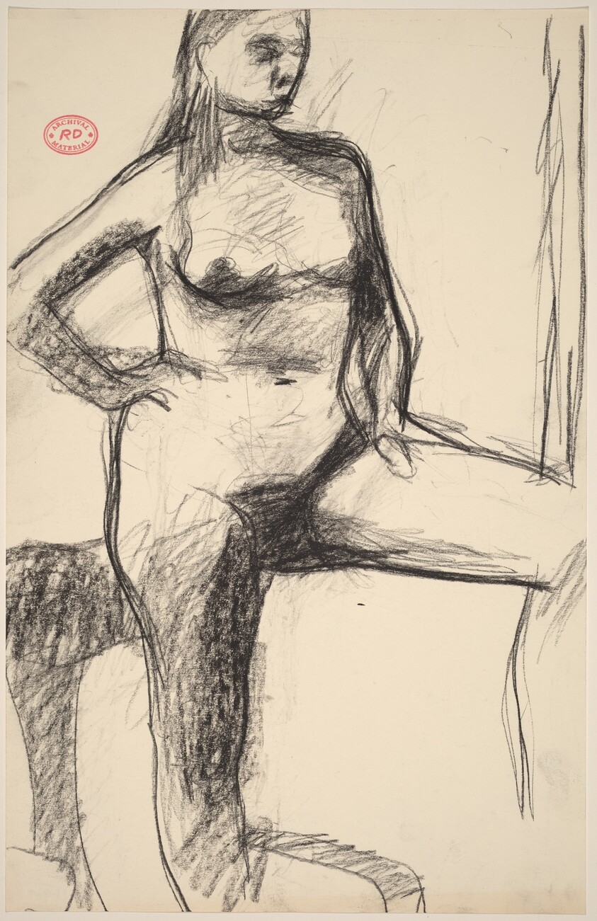 Untitled [standing female nude with raised left leg]