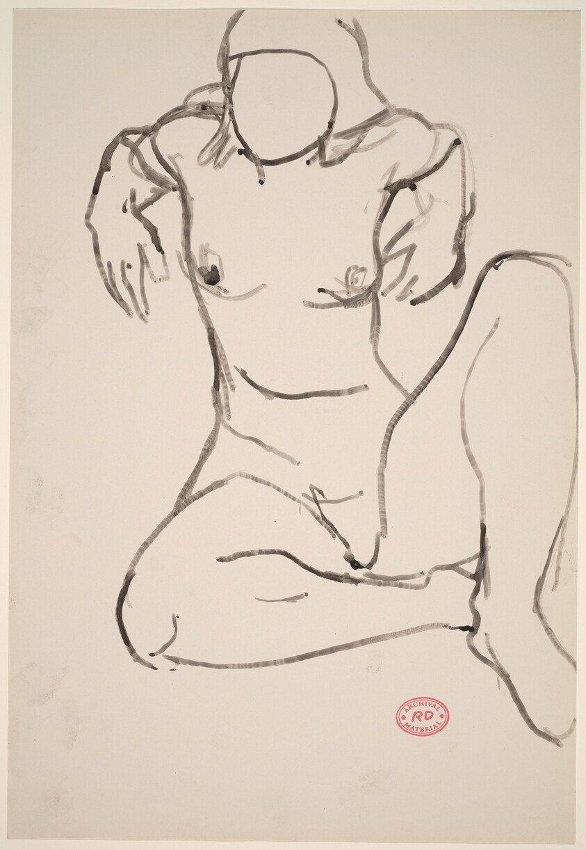 Untitled [seated female nude with her elbows raised behind her]
