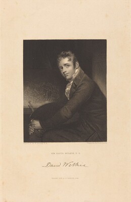 “Sir David Wilkie, R.A.”. The image depicts an engraving of a man from the waist up.