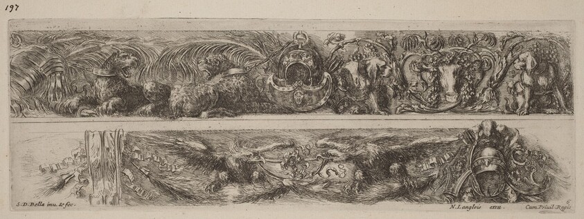 Two Ornamental Bands with Chained Leopards and Eagles