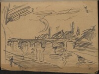 Flußlandschaft mit Brücke (Bridge over a River) [p. 1], Max Beckmann