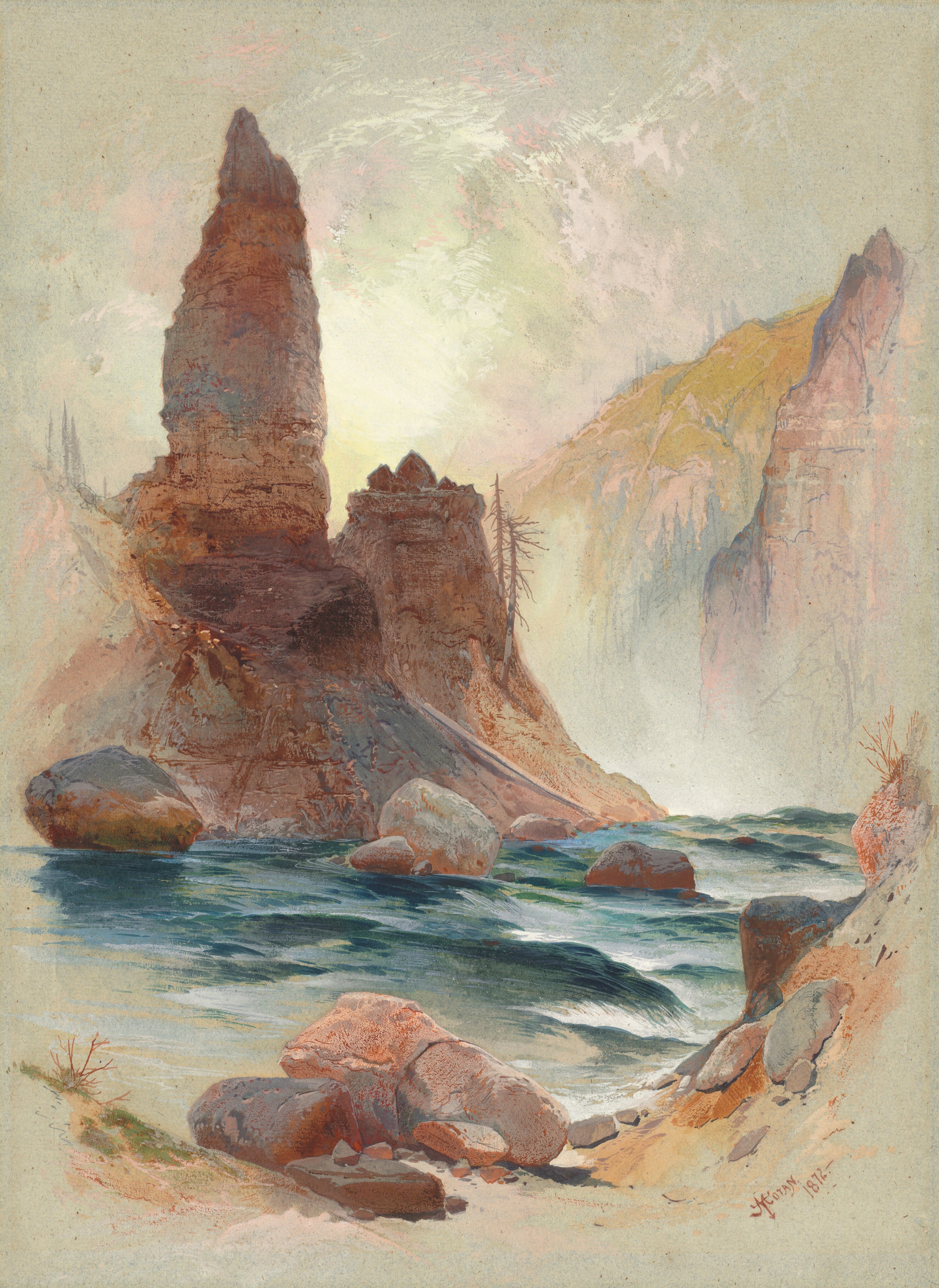Tower at Tower Falls, Yellowstone by Thomas Moran