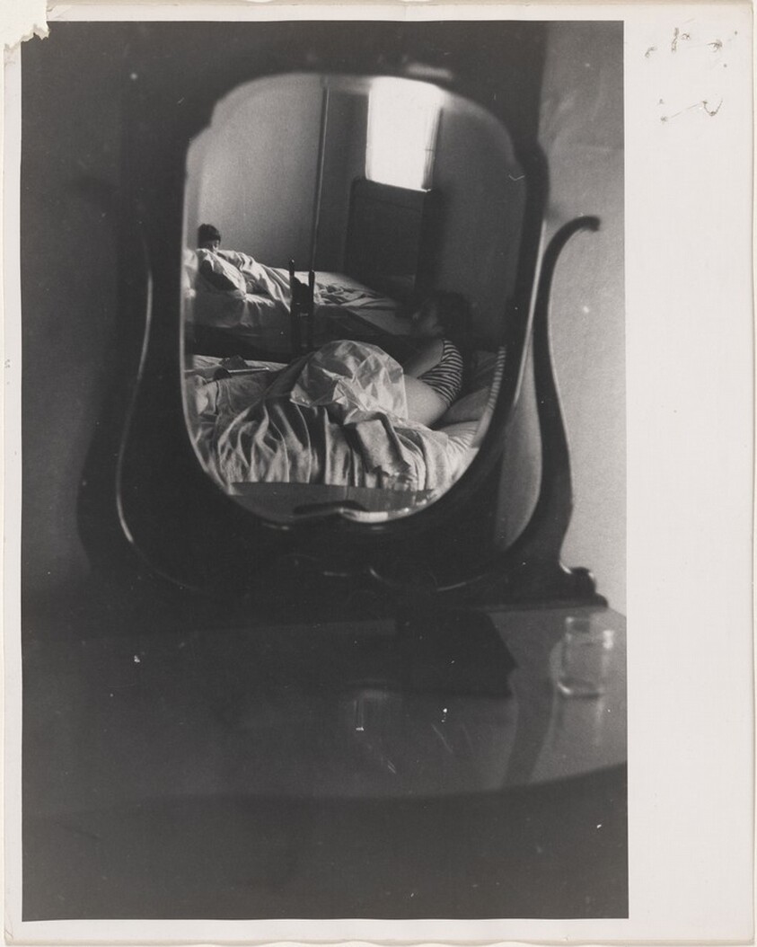 Family in mirror--Santa Cruz, California