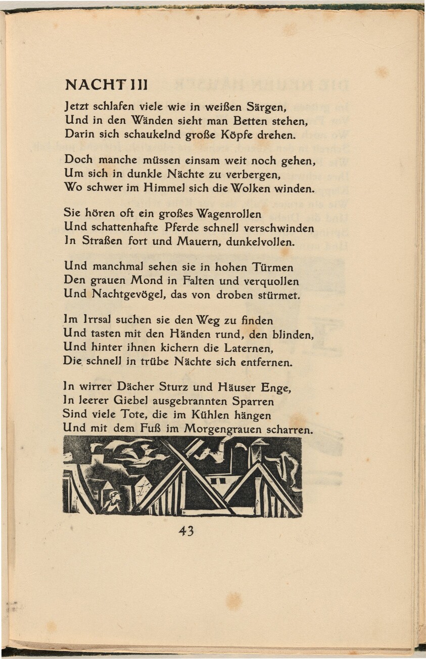 Nacht III (Night III) (in-text plate) from mock-up of Georg Heym: Umbra Vitae (Georg Heym: Shadow of Life)