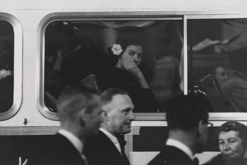 Woman on train--San Francisco