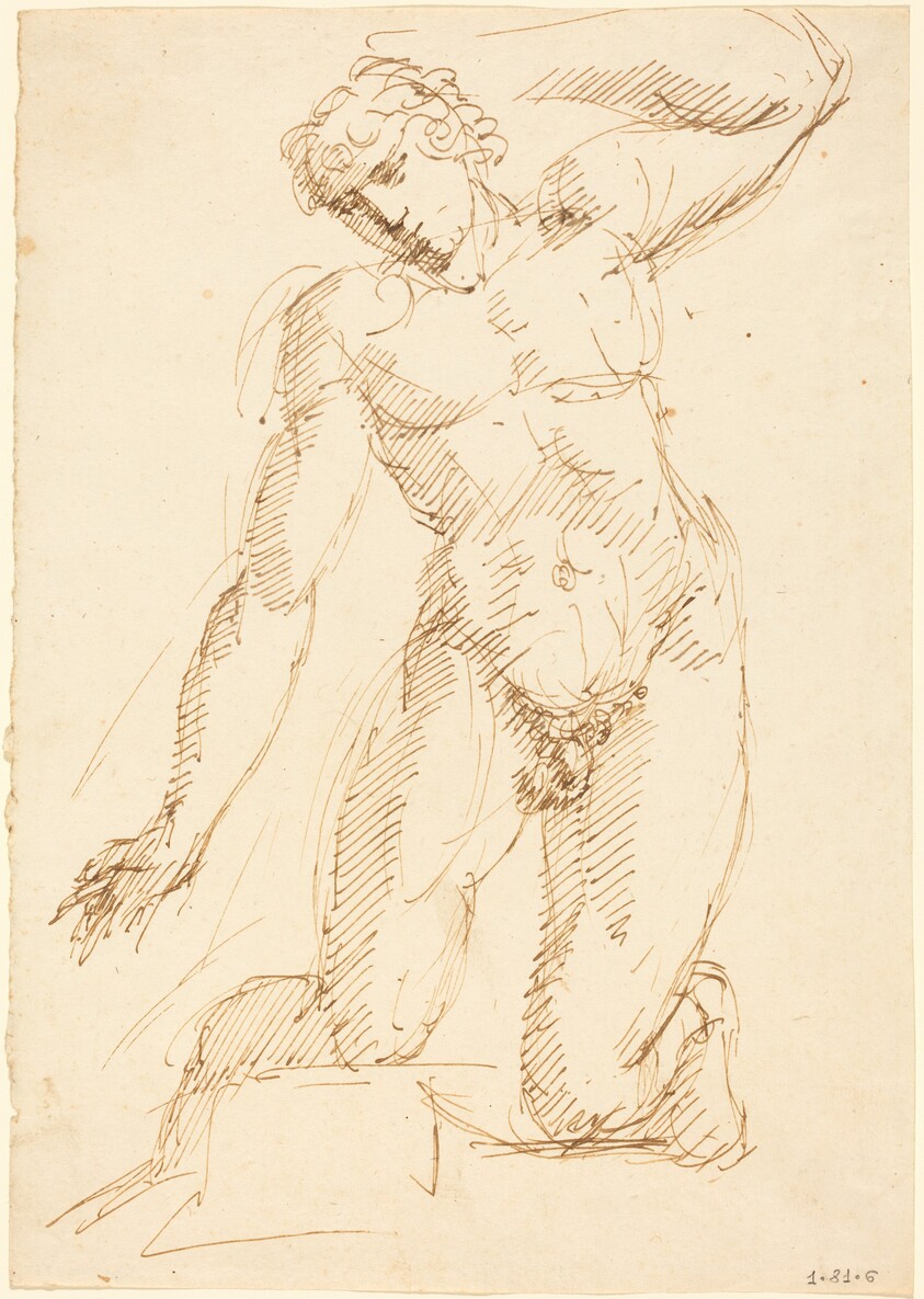 A Male Nude Kneeling