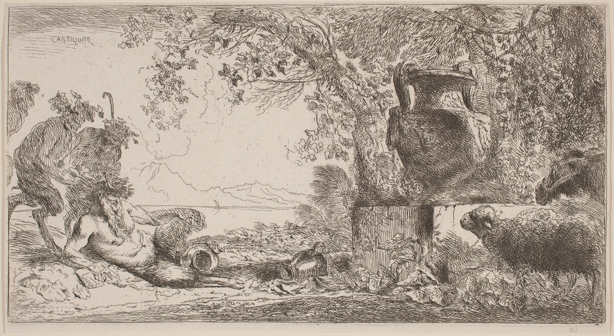 Pan Reclining before a Large Vase