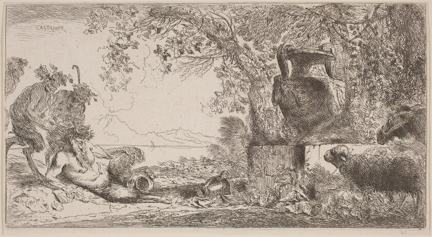 Pan Reclining before a Large Vase