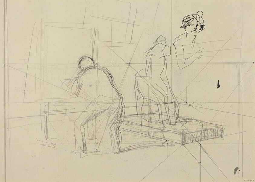 a) In the Studio (recto); b) Study of a Man and Woman (verso)