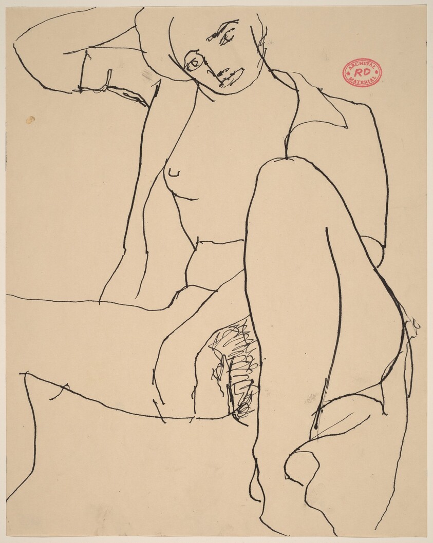 Untitled [seated female nude in an open shirt]